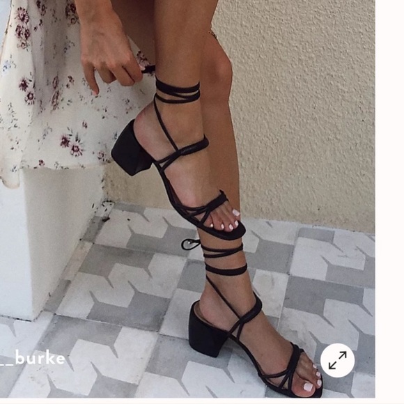 Vicenza Shoes - New Free People Vicenza “Love Struck” Ankle Tie Heeled Black Sandals Size 7